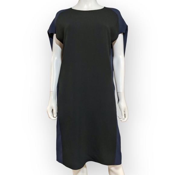 Calvin Klein Collection Black/Navy Blue Color-block Shift Dress, 2 - Picture 4 of 8